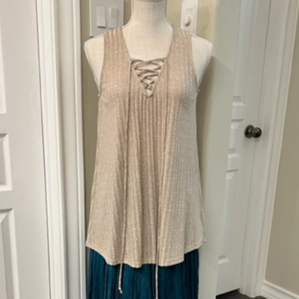 Altar'd State Knit Sweater Tank Top Lace Up Front Size M